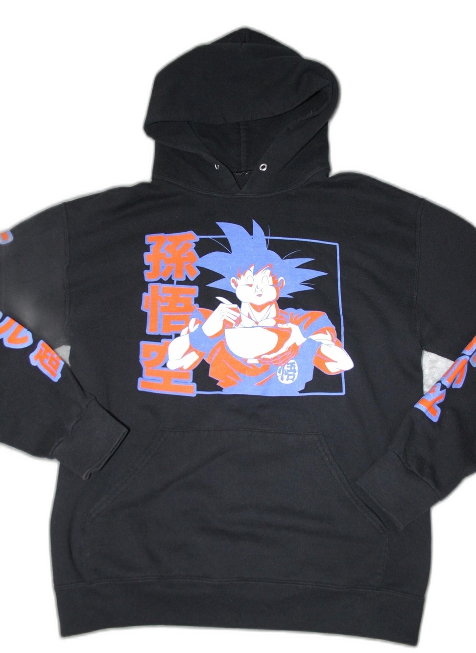 Toei Animation Hoodie Mens M Black Pullover Hooded Graphic Goku Anime Print